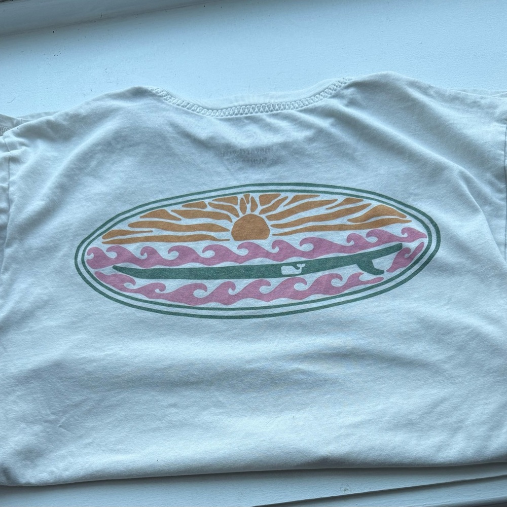 Vineyard Vines White Tee with Pink and Orange Graphic